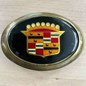 Vintage Baron Cadillac Emblem Brass Belt Buckle- with Merlettes